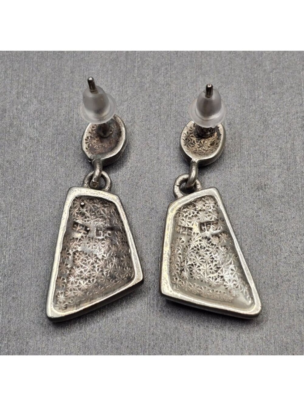 Vintage Carol Felley Abalone Silver Earrings Southwestern Dangle CFJ - Picture 3 of 9